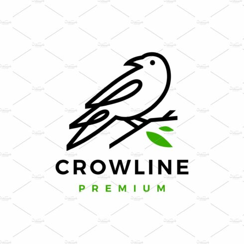crow raven bird leaf line logo cover image.