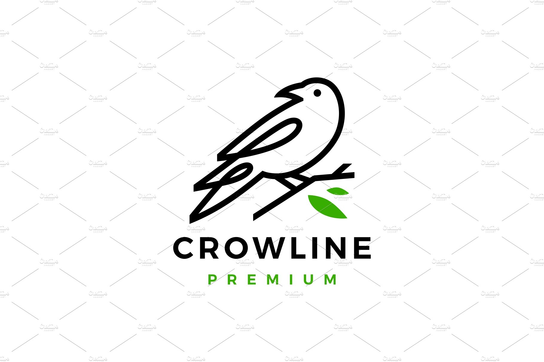 crow raven bird leaf line logo cover image.