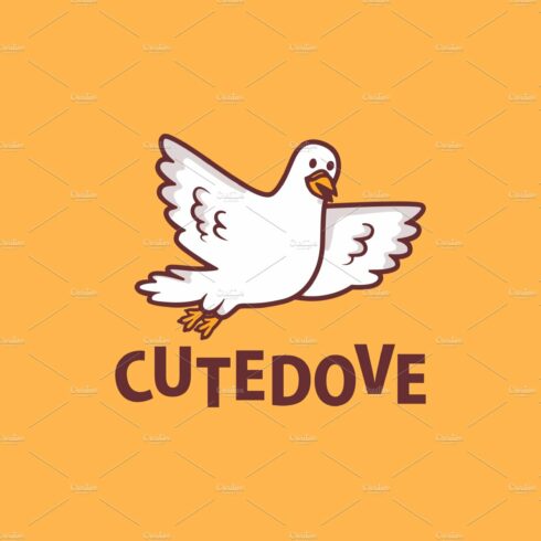 cute dove cartoon logo vector icon cover image.
