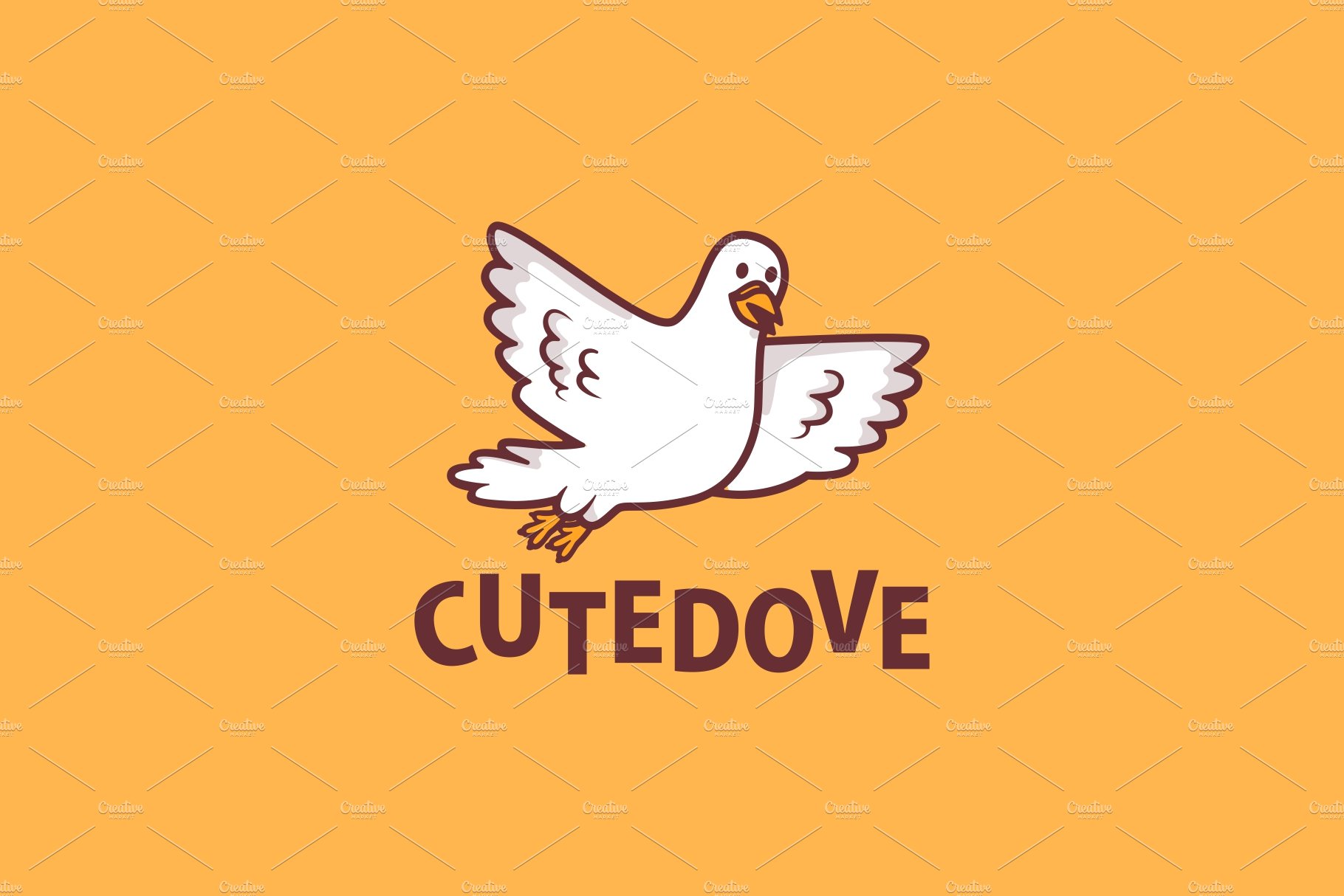 cute dove cartoon logo vector icon cover image.