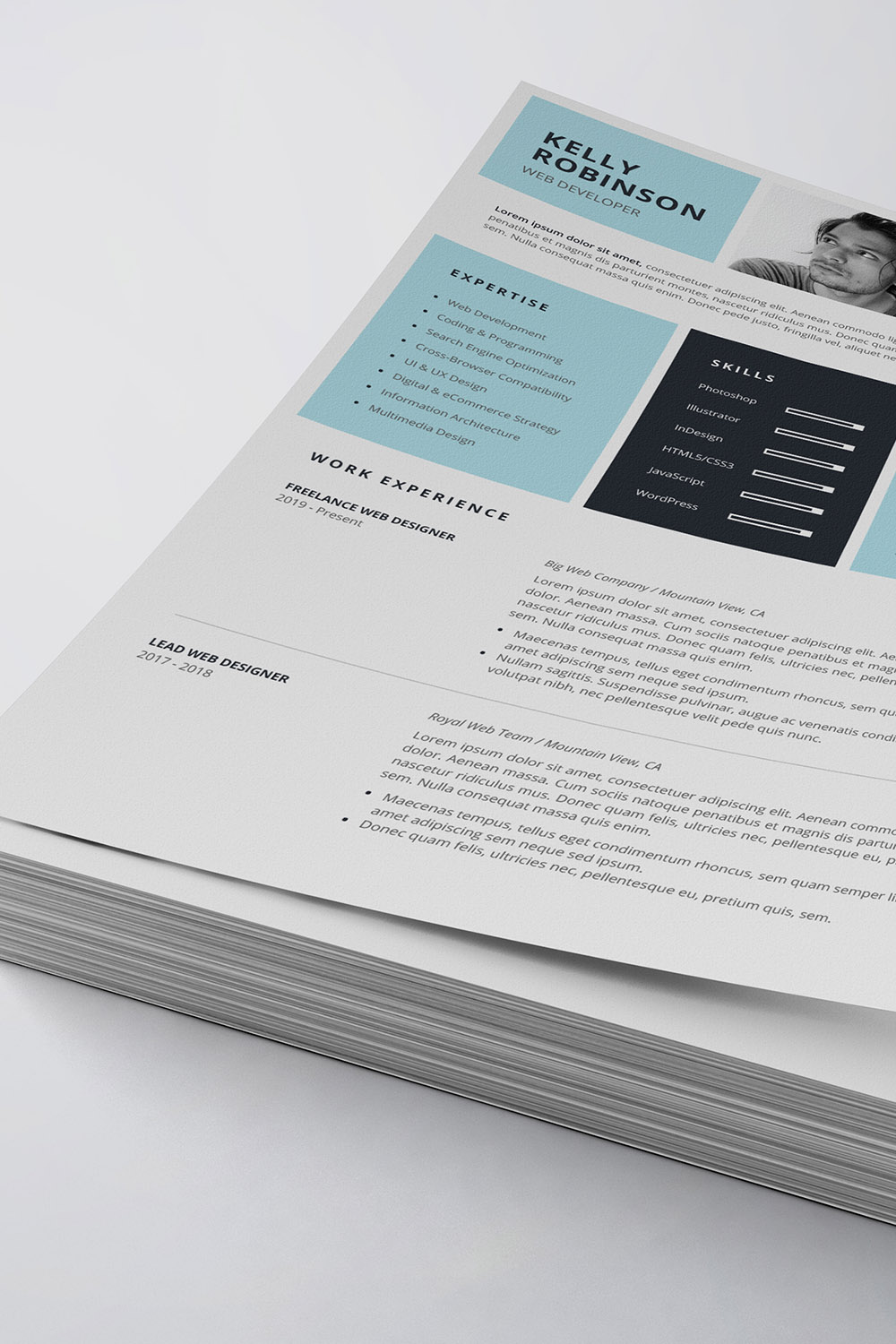 Modern Resume/CV Template pinterest preview image.