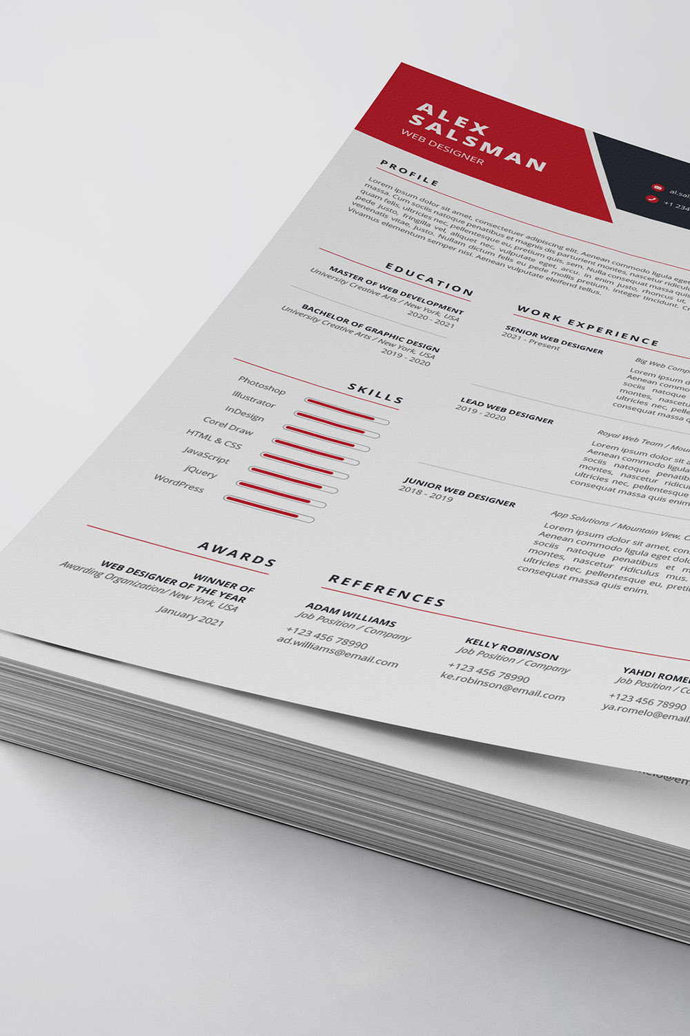 Modern Resume/CV Template pinterest preview image.