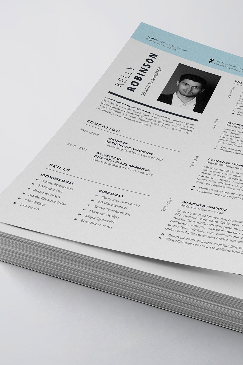 Modern Resume/CV Template pinterest preview image.