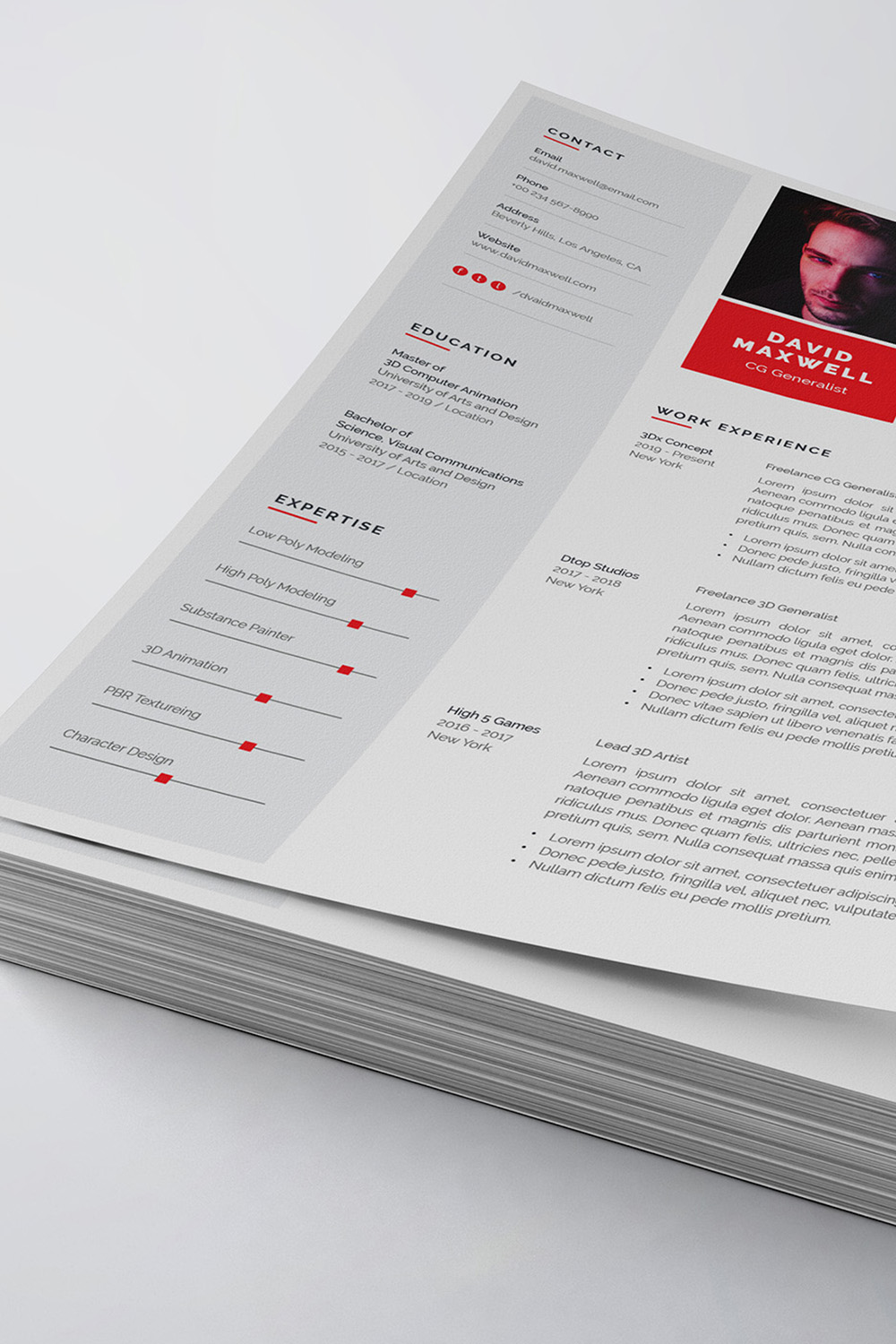 Professional Resume/CV Template pinterest preview image.