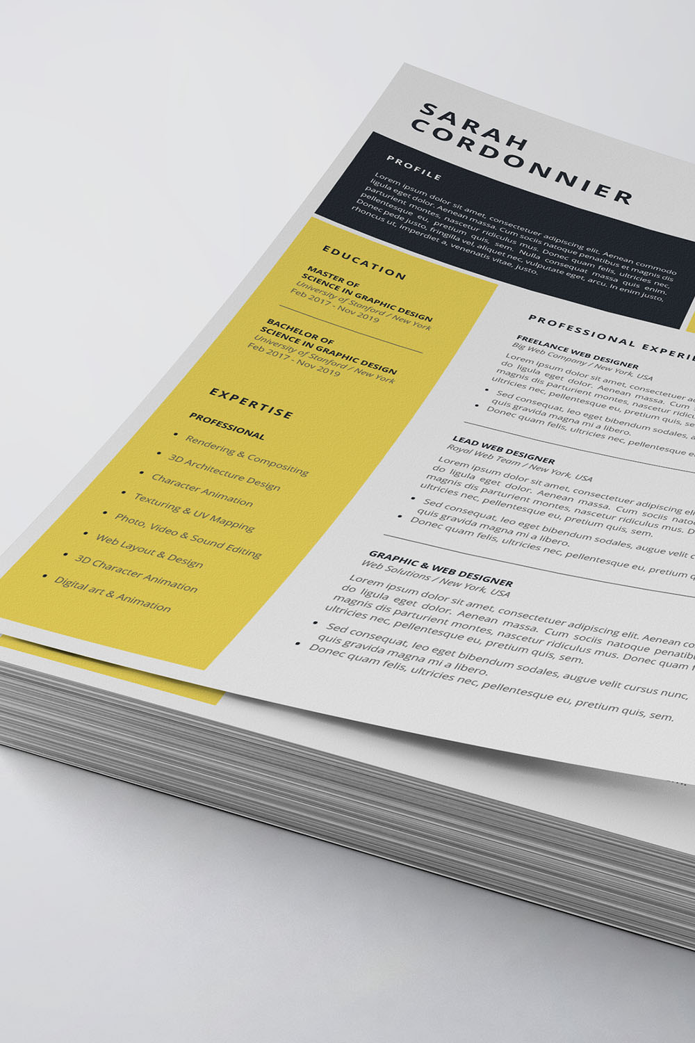 Modern Resume/CV Template pinterest preview image.