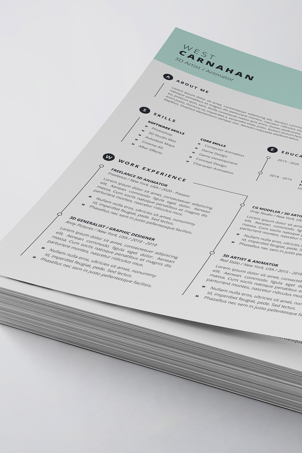 Modern Resume/CV Template pinterest preview image.