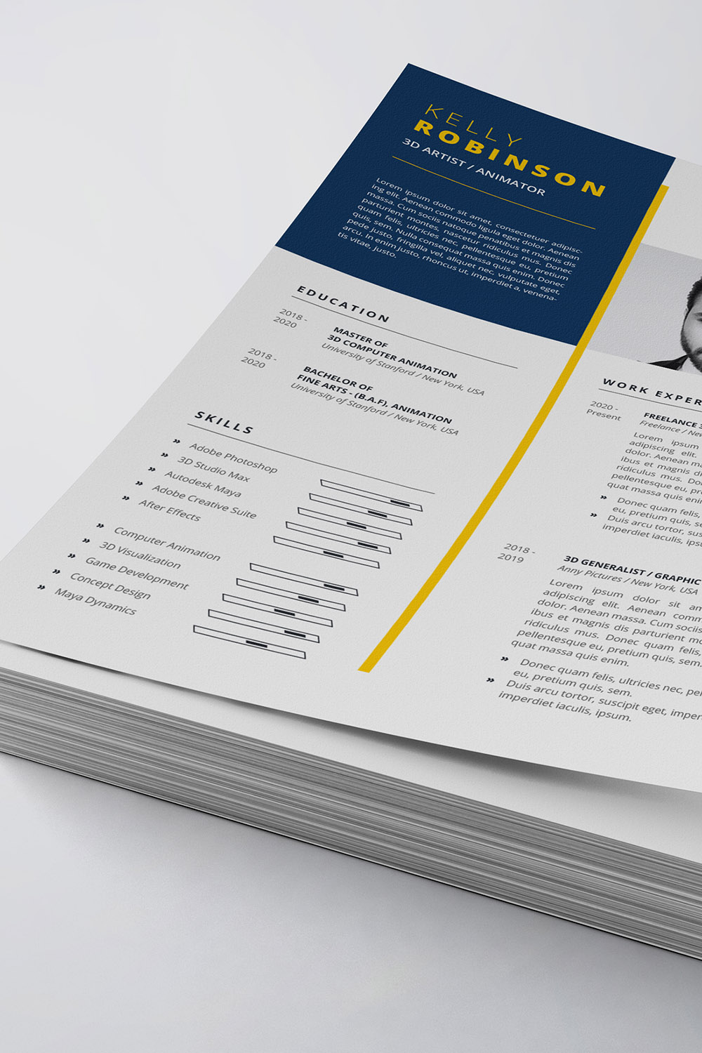 Modern Resume/CV Template pinterest preview image.