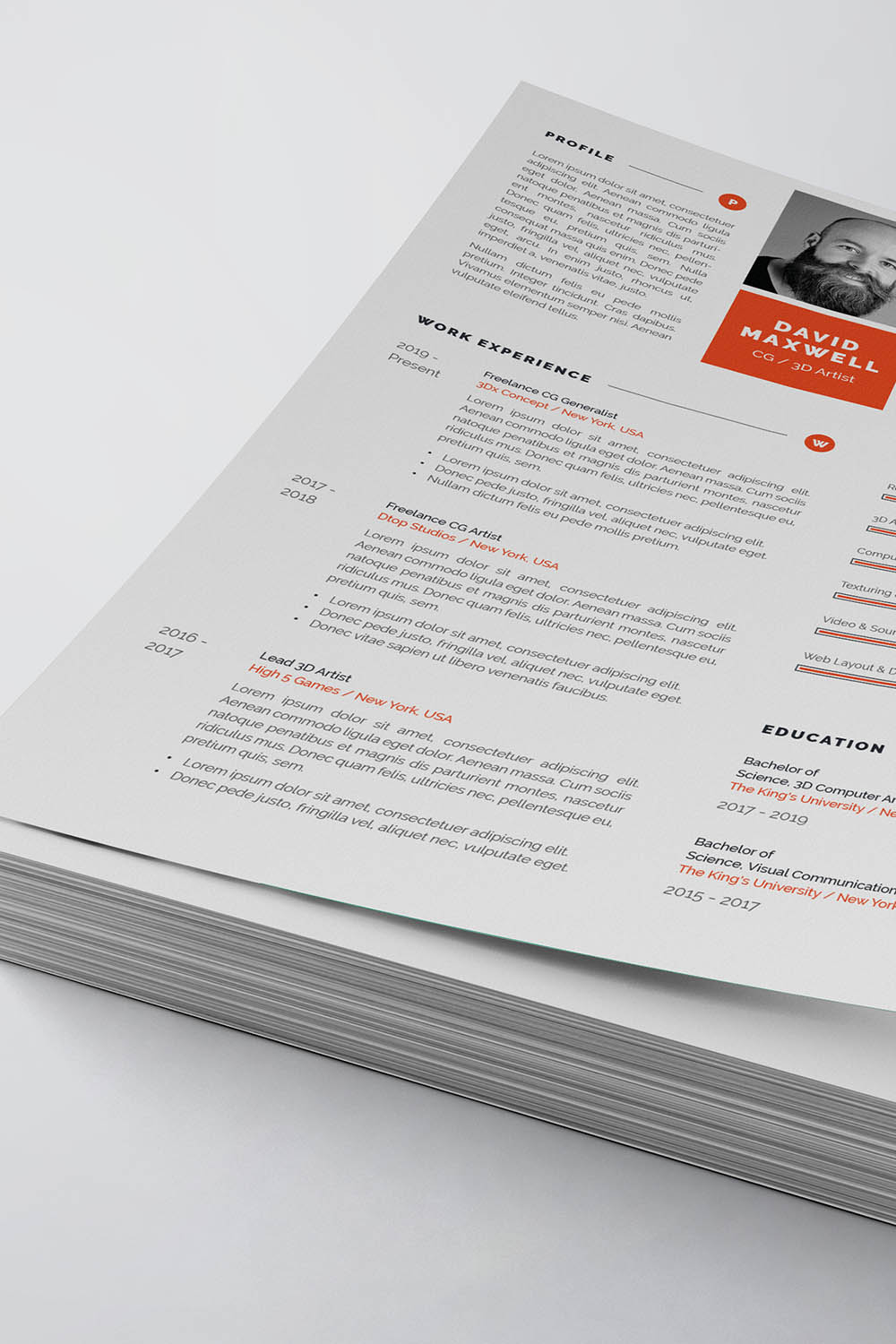 Professional Resume/CV Template pinterest preview image.