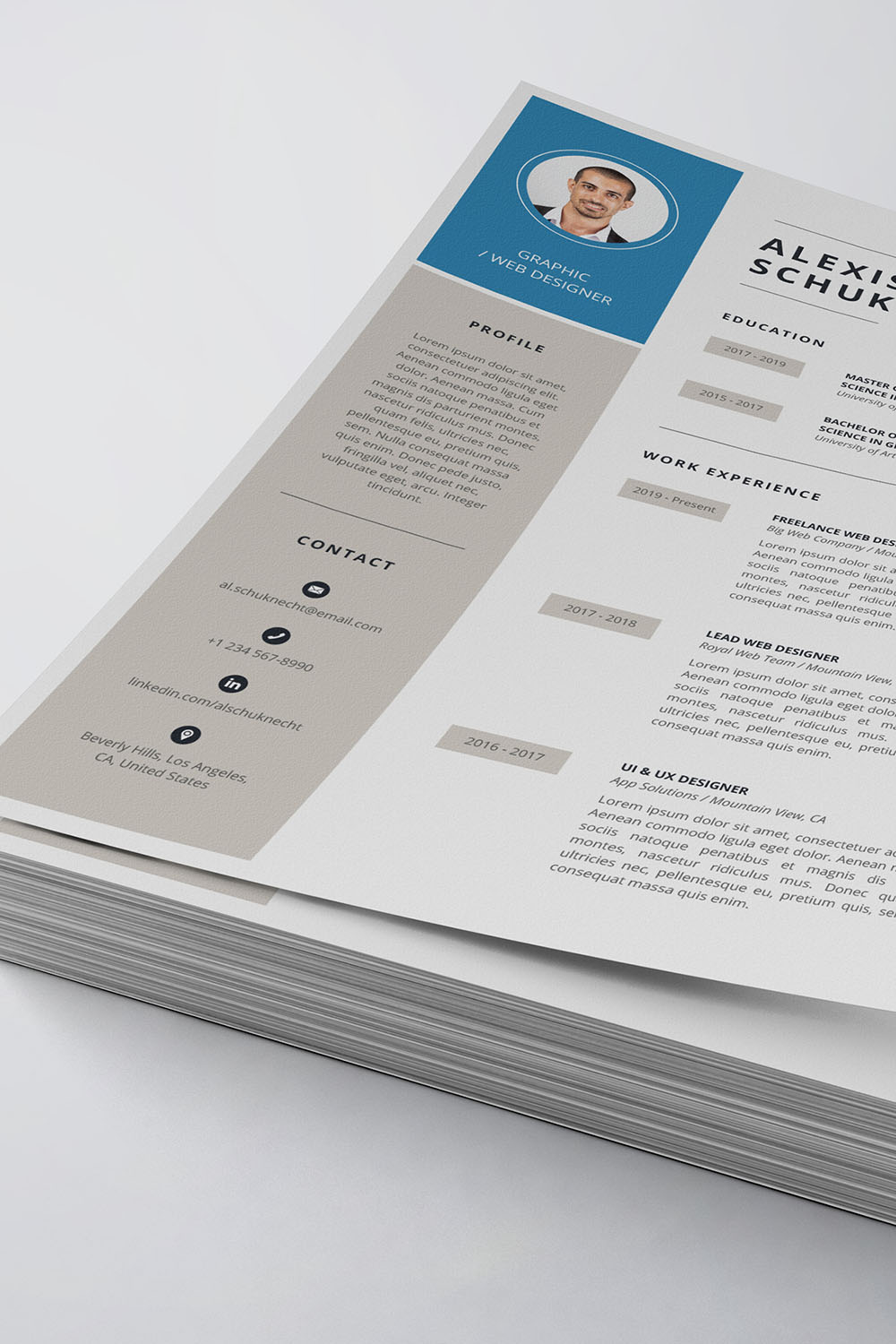 Clean Resume/CV Template pinterest preview image.