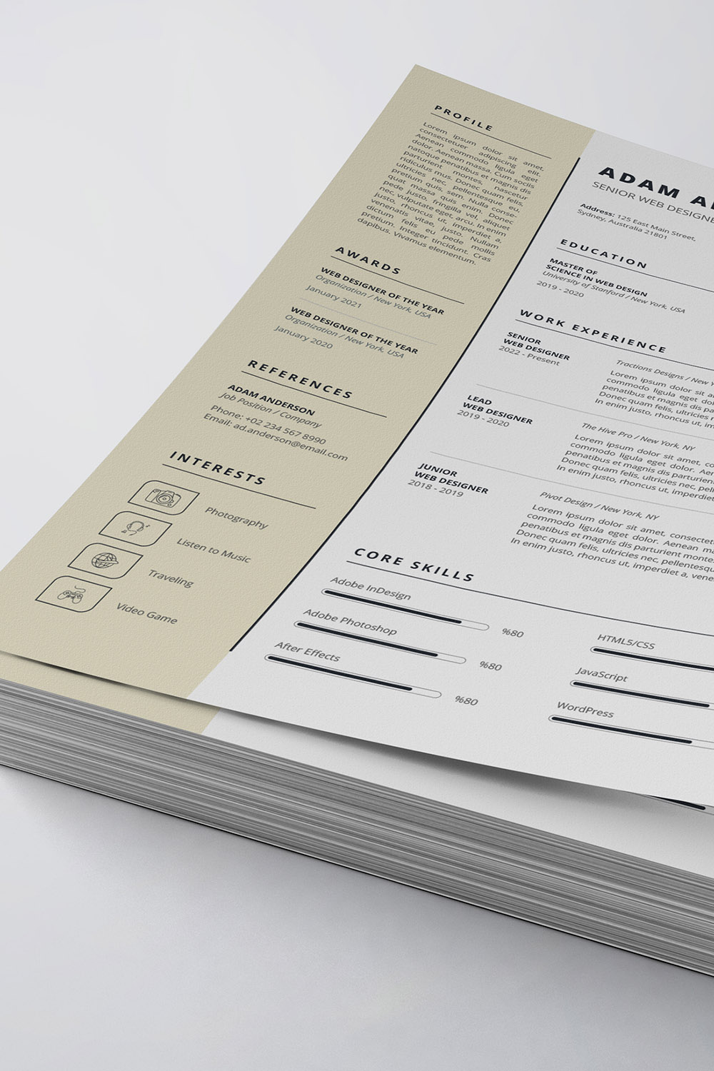 Clean Resume/CV Template pinterest preview image.