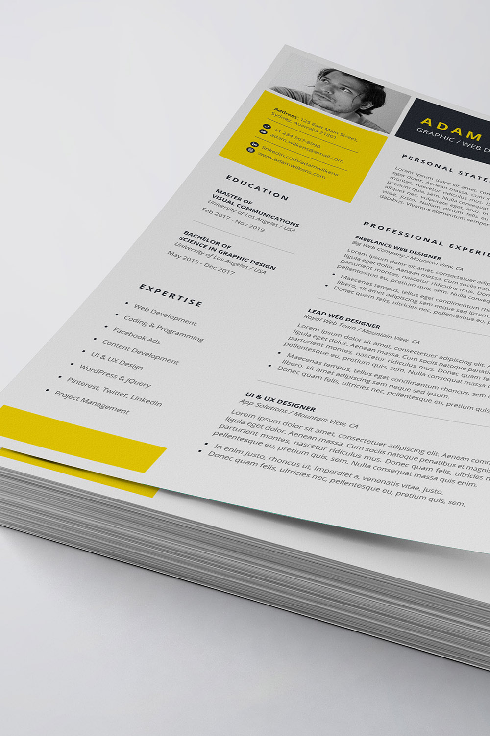 Clean Resume/CV Template pinterest preview image.