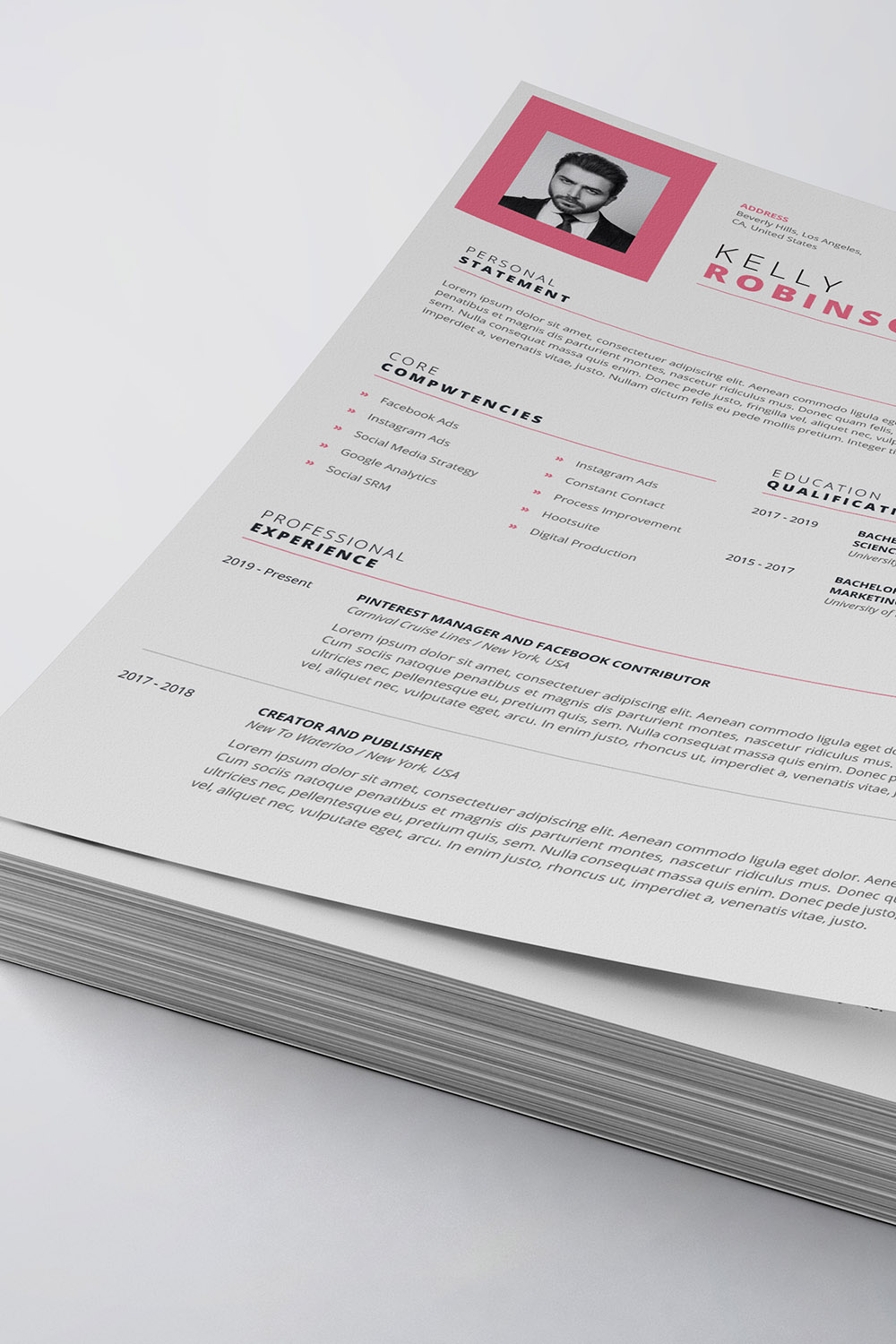 Professional Resume/CV Template pinterest preview image.