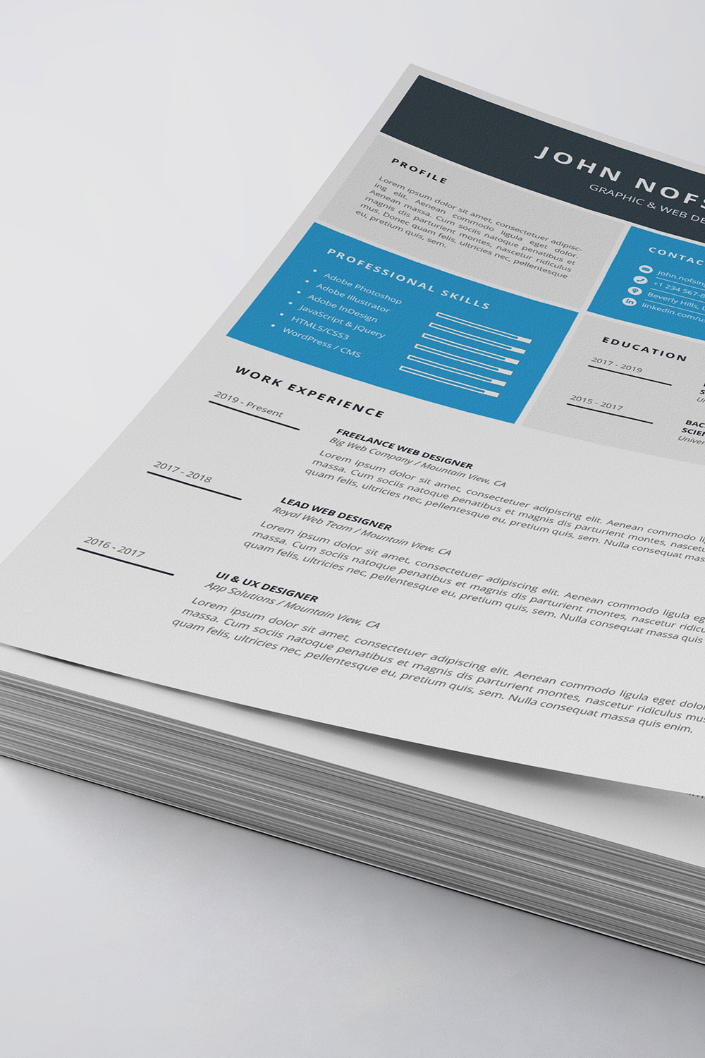 Modern Resume/CV Template pinterest preview image.