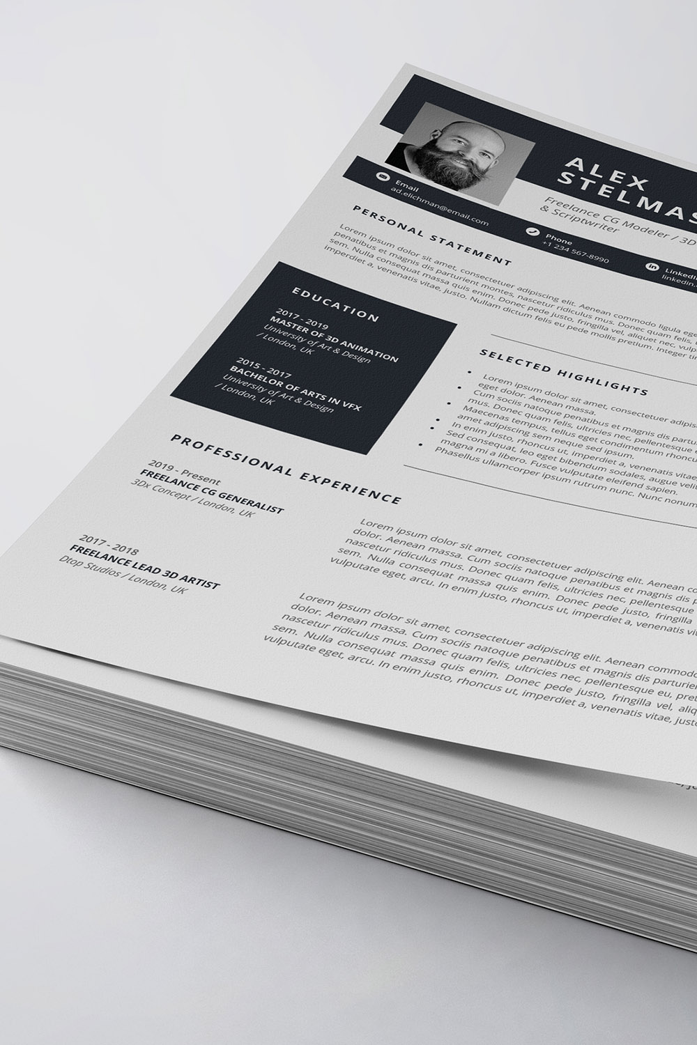 Clean Resume/CV Template pinterest preview image.