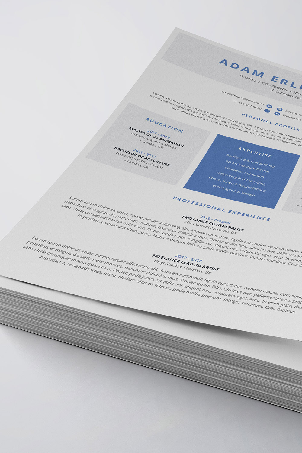 Clean Resume/CV Template pinterest preview image.