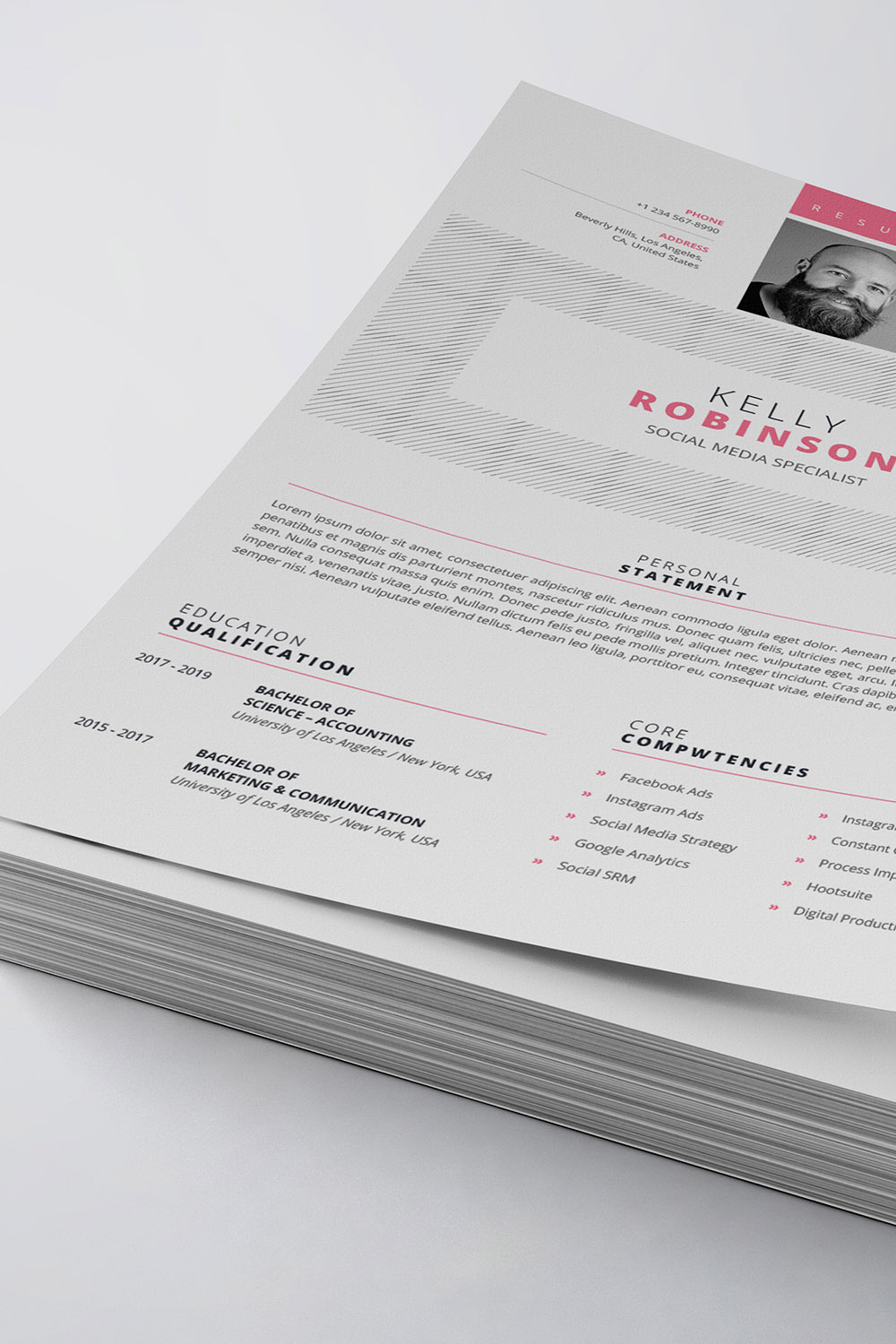 Professional Resume/CV Template pinterest preview image.