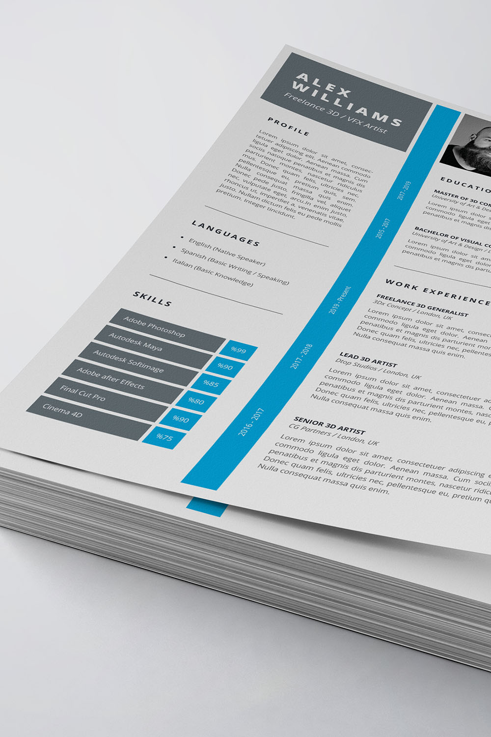 Modern Resume/CV Template pinterest preview image.