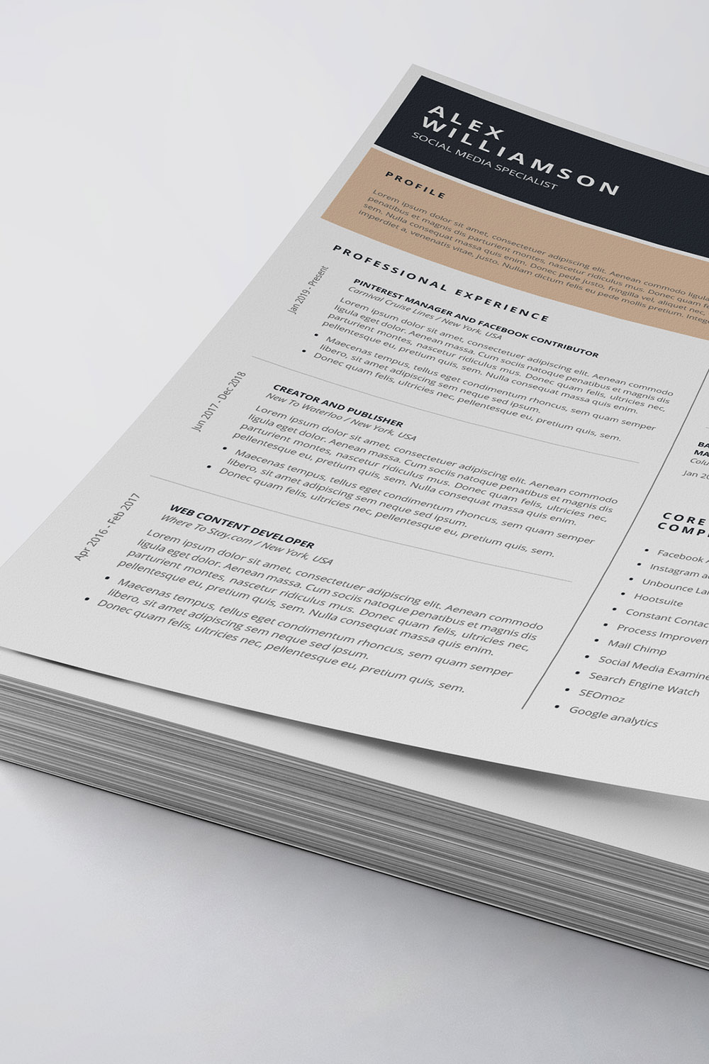 Clean Resume/CV Template pinterest preview image.