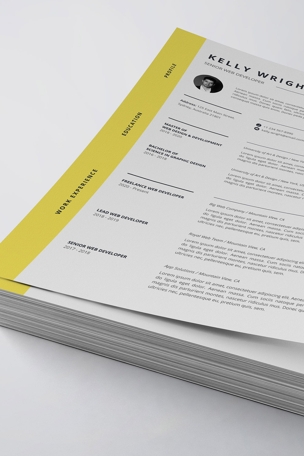 Modern Resume/CV Template pinterest preview image.