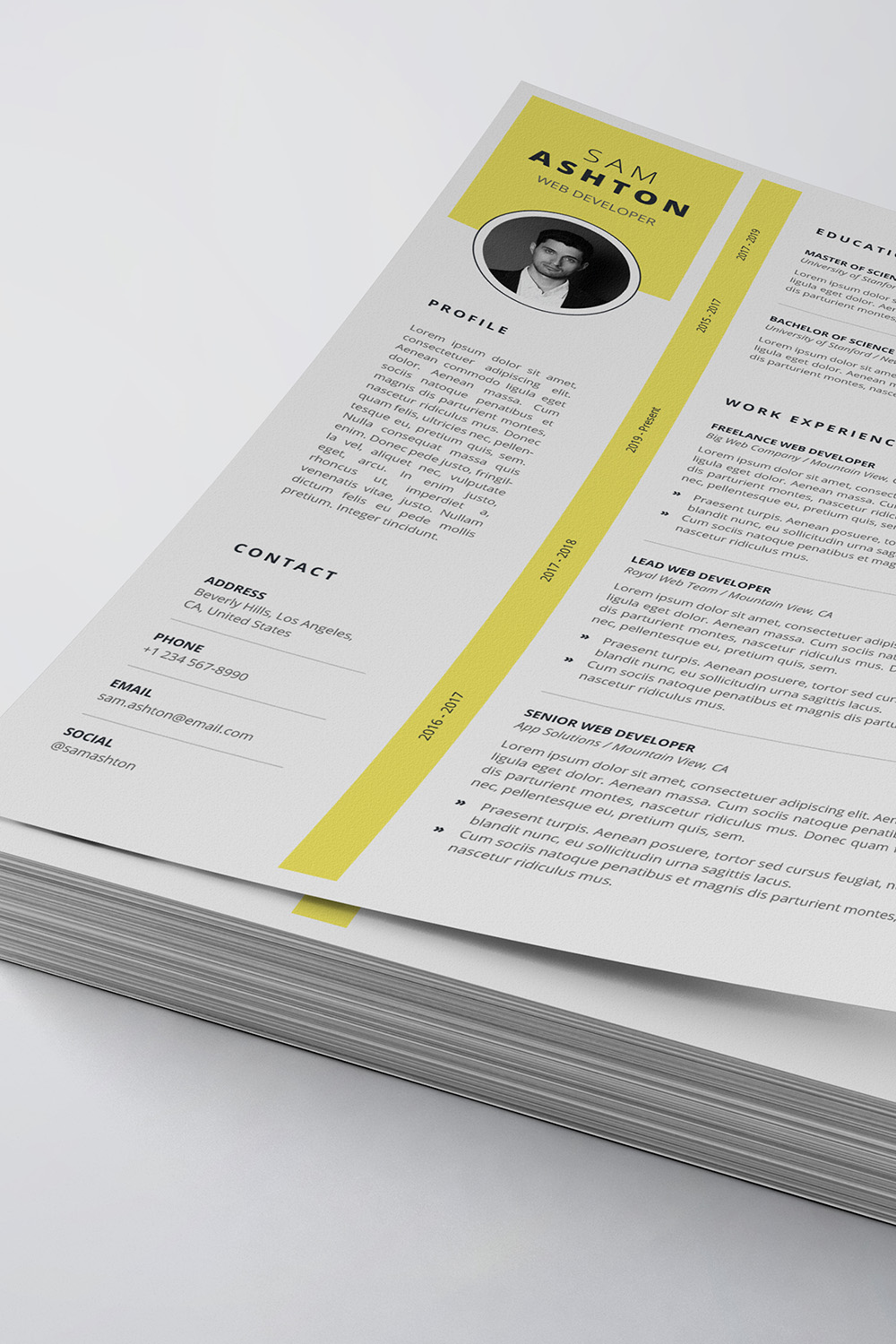 Modern Resume/CV Template pinterest preview image.