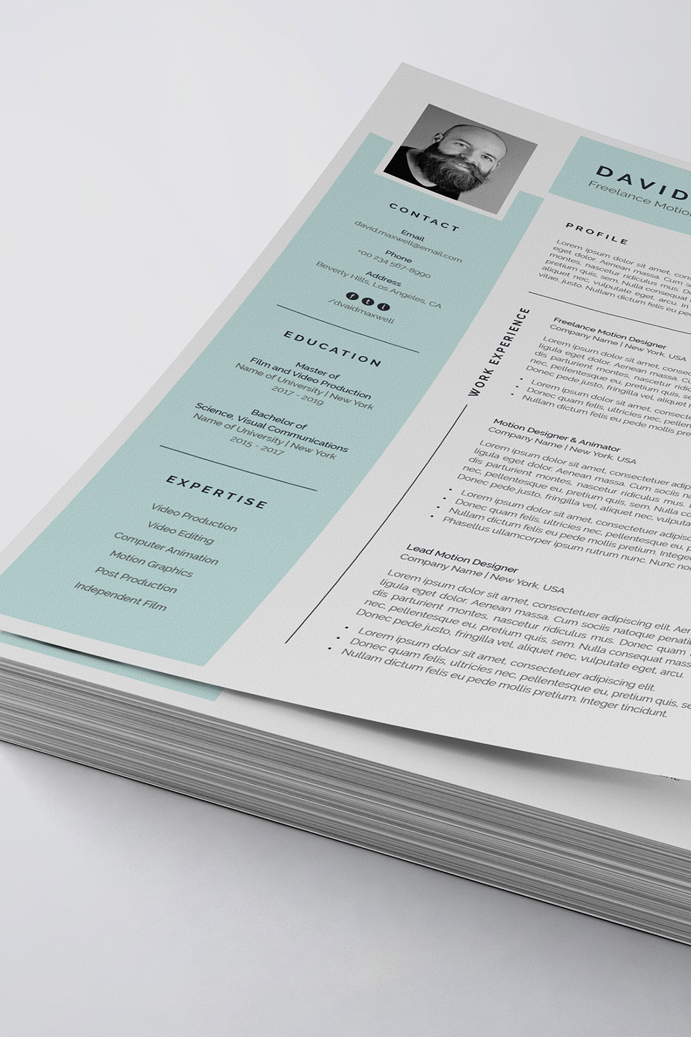 Clean Resume/CV Template pinterest preview image.