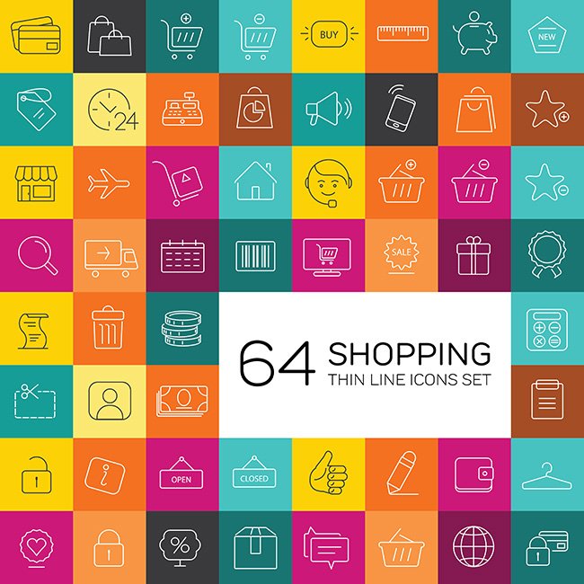 E-commerce and shopping icons. preview image.