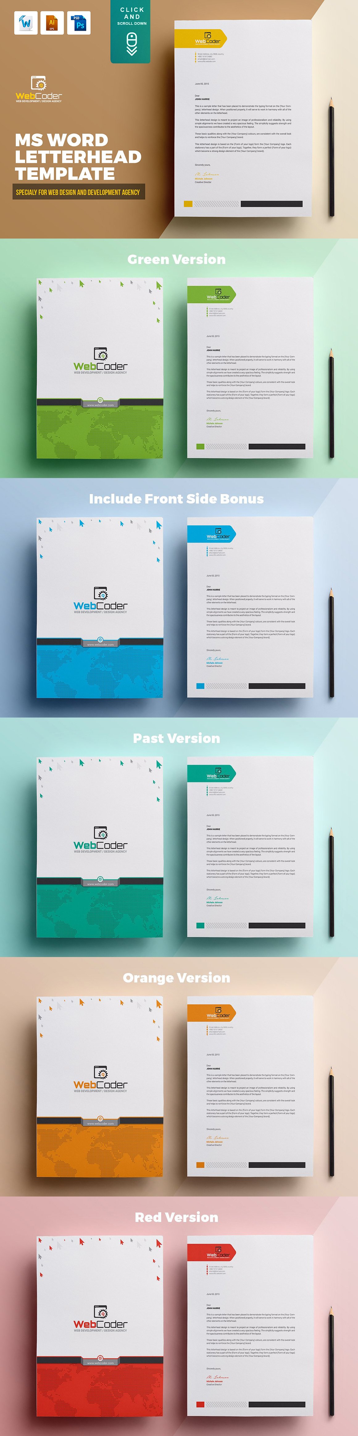 06 web design and development agency company business ms word psd eps letterhead pad design template 566