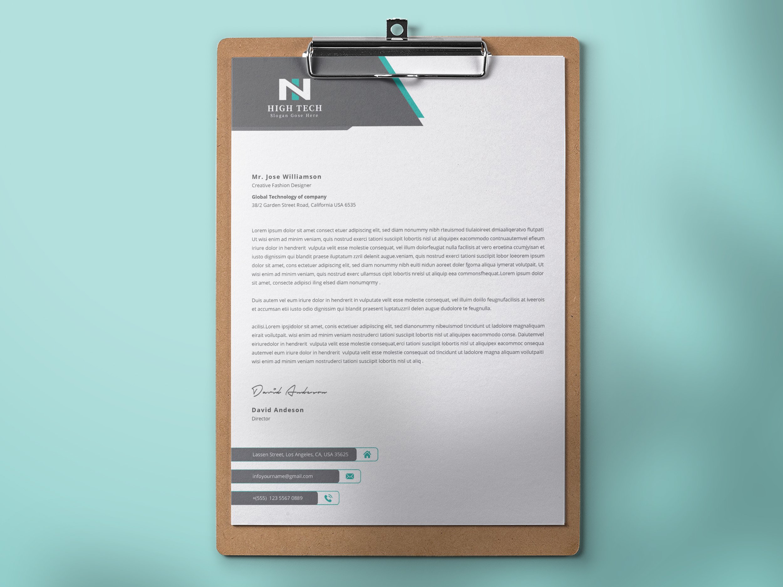 Clean Letterhead Word Template preview image.