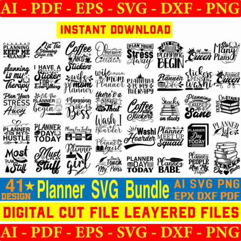 Planner T-shirt Design Bundle Vol-4 cover image.