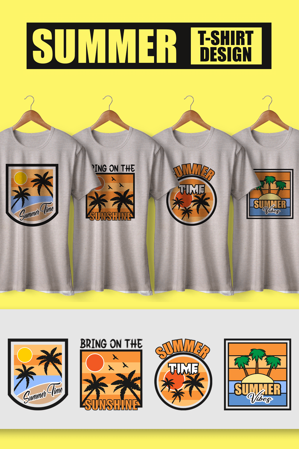 Summer T shirt Design Bundle pinterest preview image.