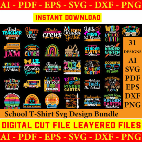 School T-shirt Svg Design Bundle cover image.
