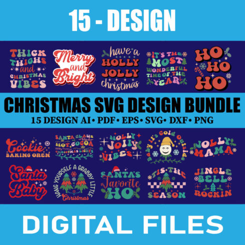 CHRISTMAS SVG Bundle, CHRISTMAS Clipart, Christmas Svg Files For Cricut, Christmas Svg Cut Files, Christmas Png Bundle, Merry Christmas Svg cover image.