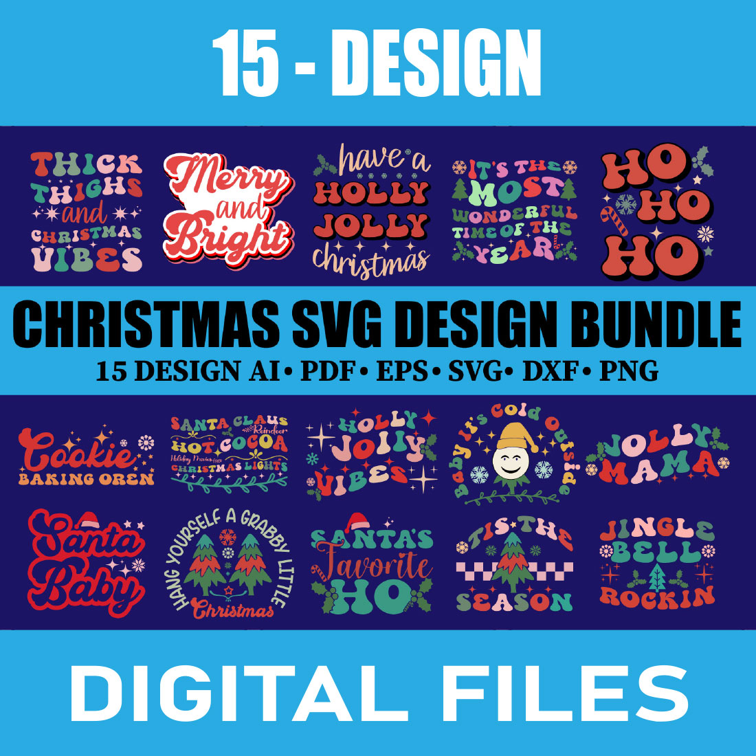 CHRISTMAS SVG Bundle, CHRISTMAS Clipart, Christmas Svg Files For Cricut, Christmas Svg Cut Files, Christmas Png Bundle, Merry Christmas Svg cover image.