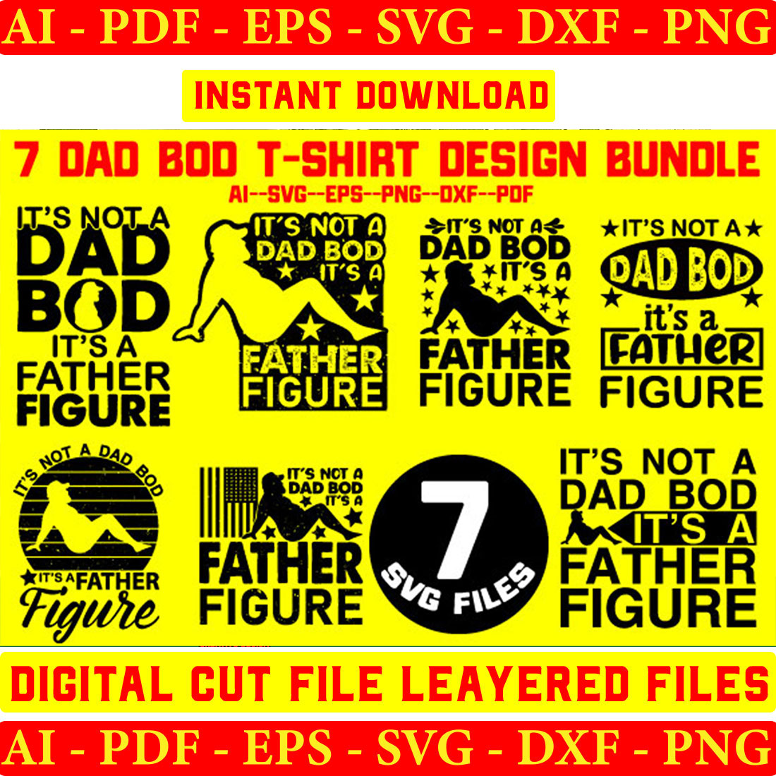 Dad Bod T-shirt Design Bundle cover image.