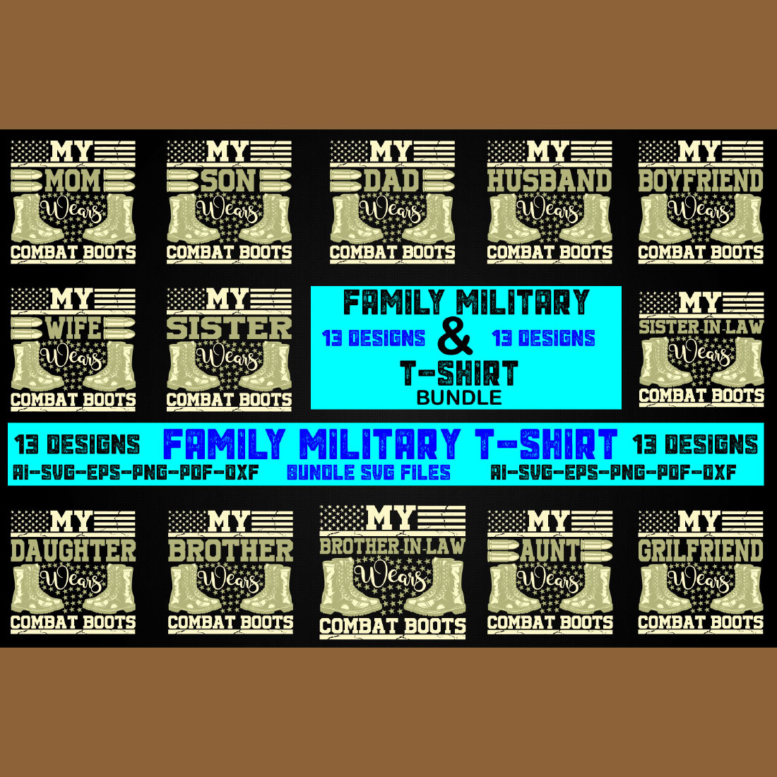 Military Family Military SVG Bundle cover image.