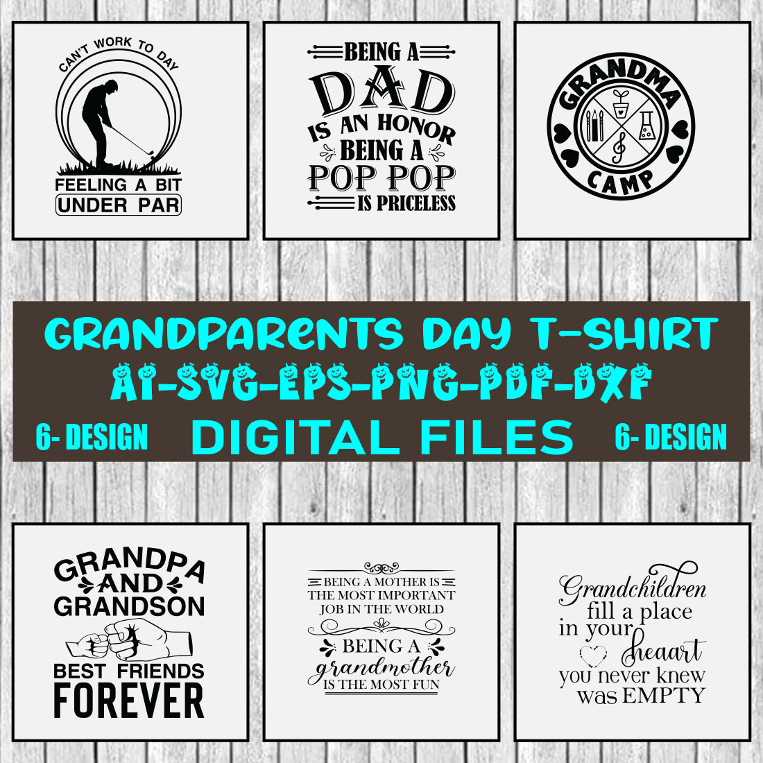 Grandparents Day T-shirt Design Bundle Vol-1 cover image.