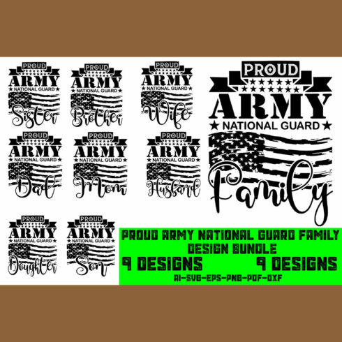 Proud Army National Guard Family Mom Dad Brother Sister Husband Wife Daughter Son Design For Digital Download Vol-03 cover image.