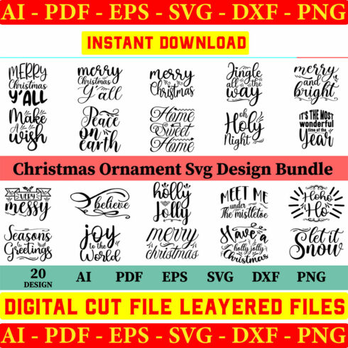 Christmas Ornament SVG Design Bundle cover image.