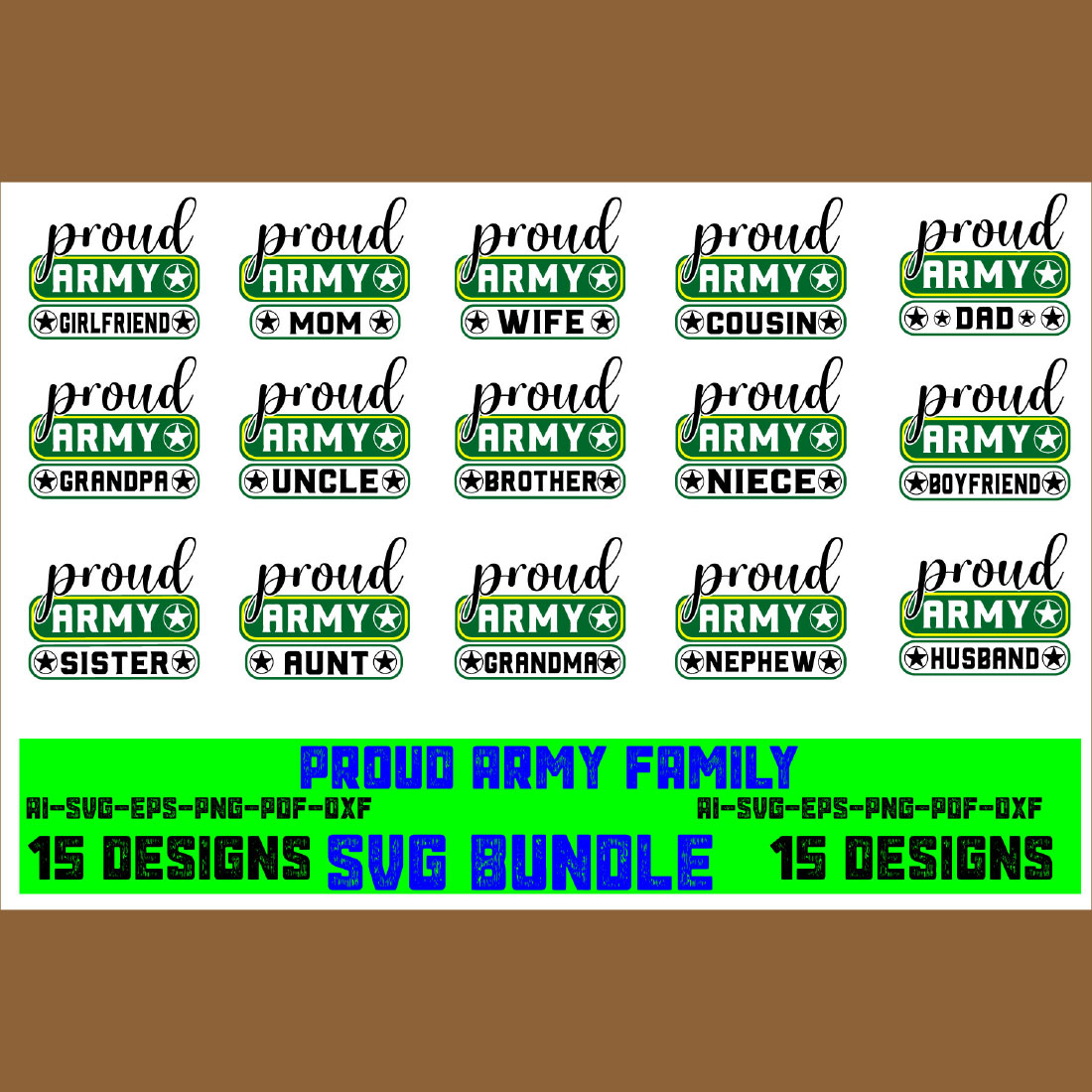 Proud Army Family Bundle SVG, United States Army svg, Veteran Svg , Family of A Soldier svg Vol-02 cover image.