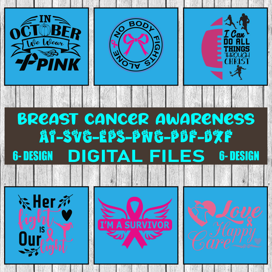 Breast Cancer Awareness T-shirt Design Bundle Vol-3 cover image.