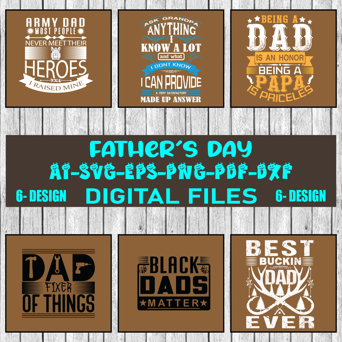 Dad Svg Bundle, Father's Day Svg Bundle, Dad Quotes Svg Bundle Vol-06 cover image.