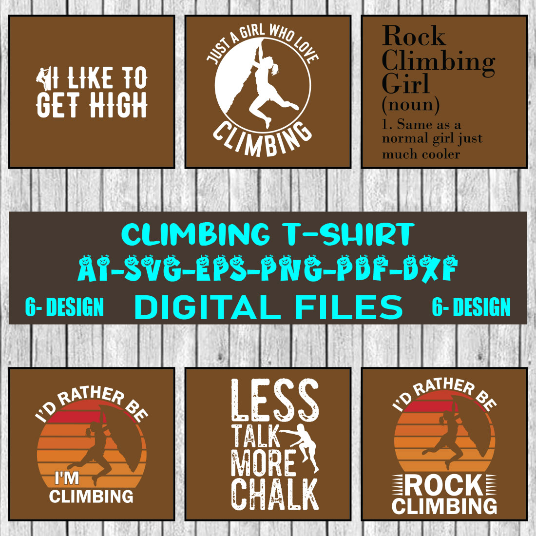 Rock Climbing T-shirt Design Bundle