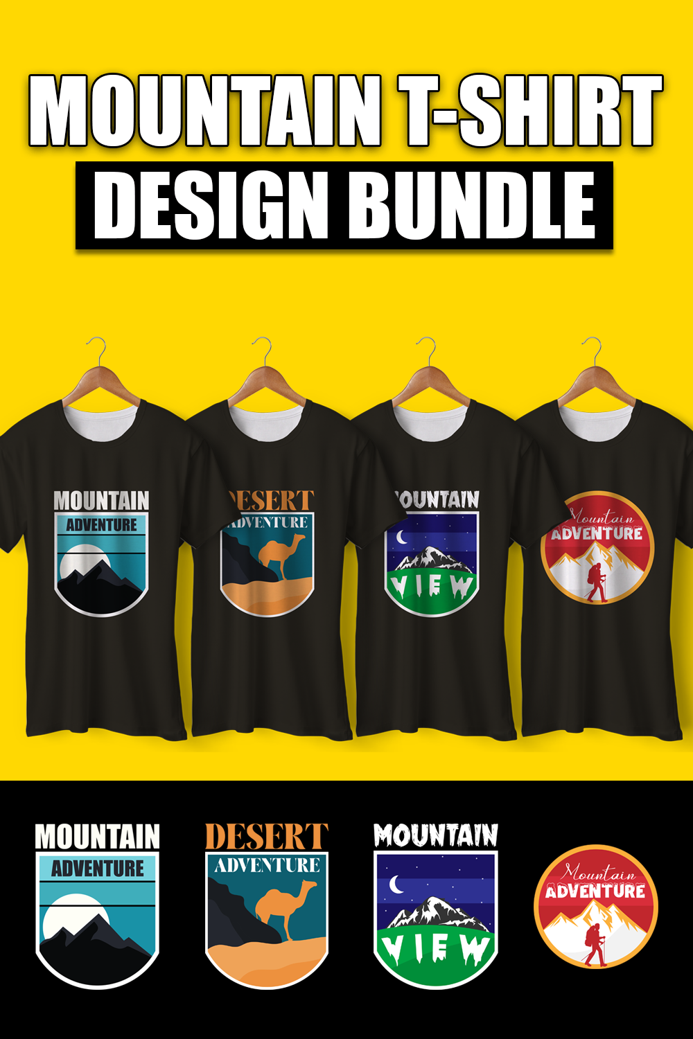 Mountain T shirt Design Bundle pinterest preview image.