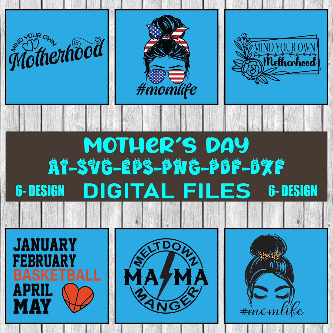 Mother's Day SVG Files Vol-01 cover image.