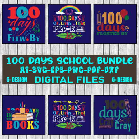 100 Days School T-shirt Design Bundle Vol-1 cover image.