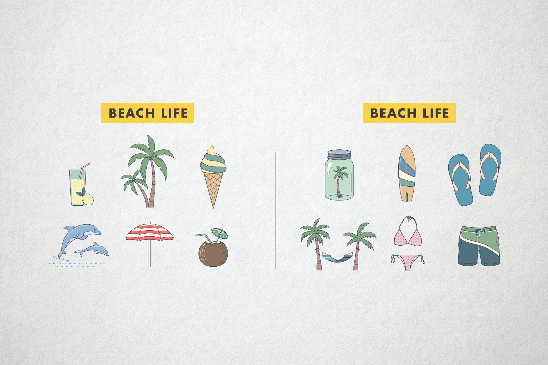 07 color travel summer beach icons 94