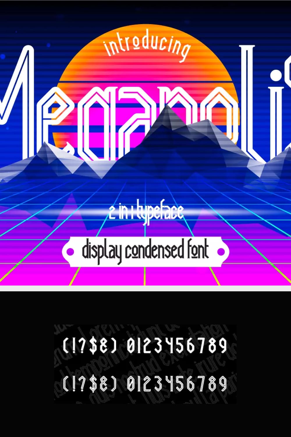 An example of writing a Megapolis Font against a background of computer graphics.