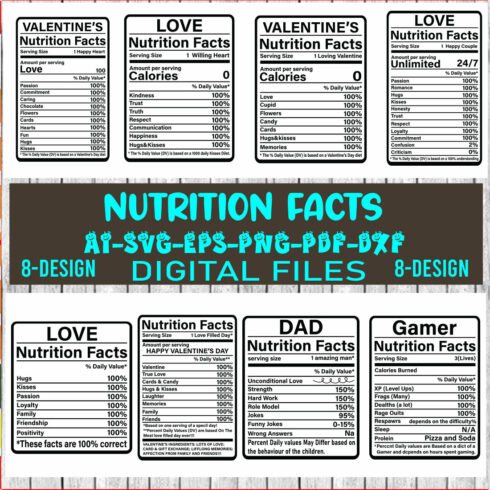 Nutrition Facts Design Bundle | Nutrition Facts Design | Nutrition Facts Shirt Design | Nutrition Sayings cover image.