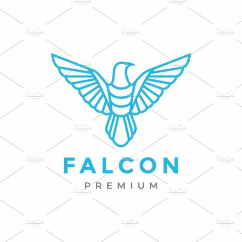 line modern fly falcon logo design cover image.