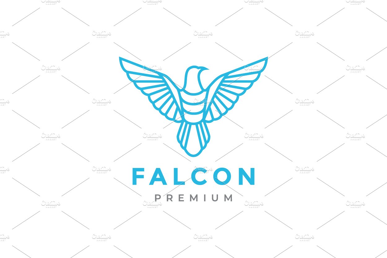 line modern fly falcon logo design cover image.